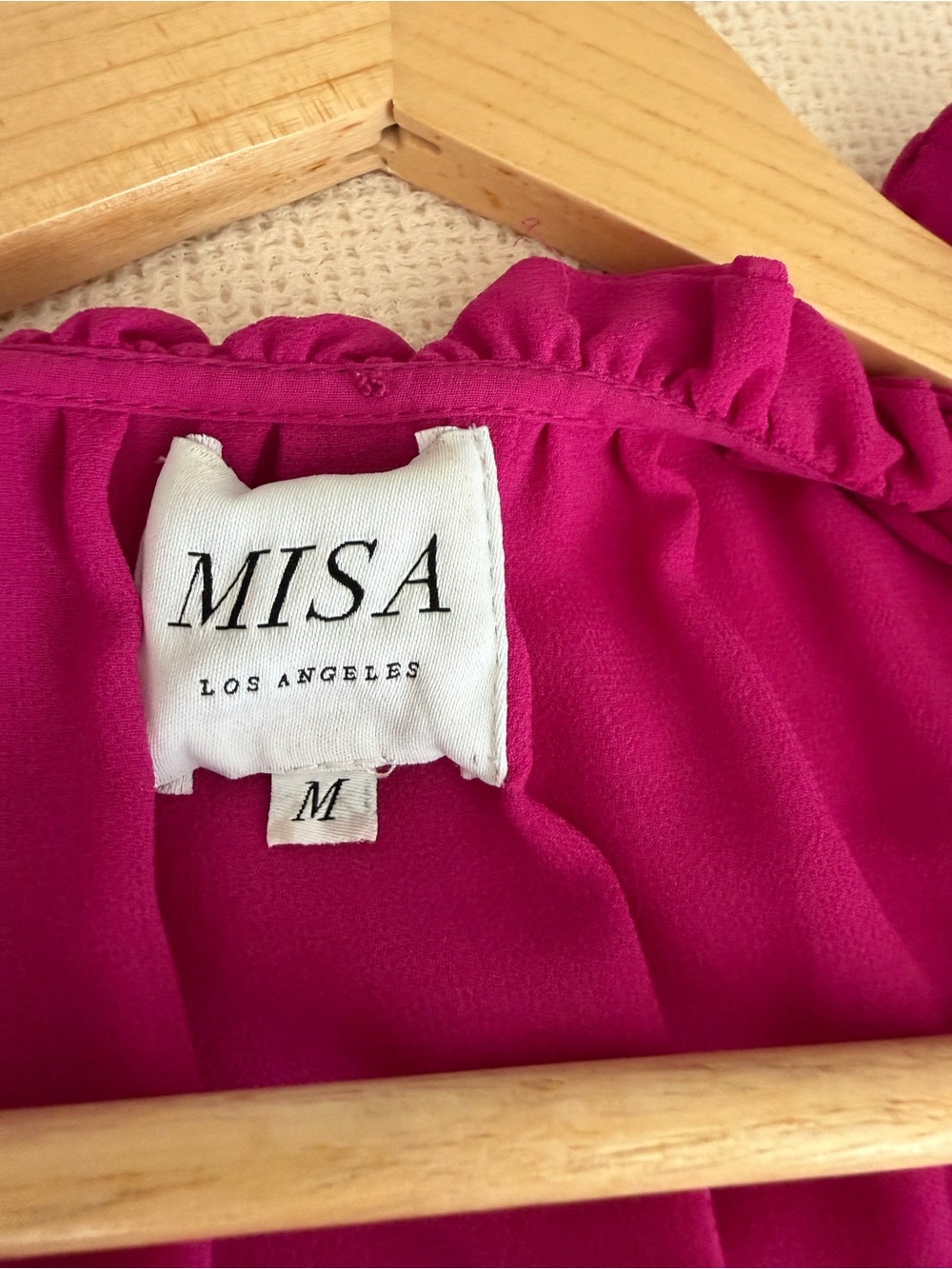 Misa Los Angeles Feminine Women’s Fuchsia Ruffle Tiered Long-Sleeve Dress - Picture 5 of 6